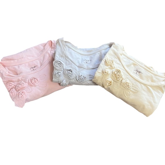 Lot Of 3 Motto QVC Stretch Cotton Casual Shirt Top Flower Embroidered Y2K Sz S - Picture 2 of 14